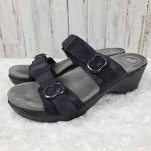 Dansko Sophie Leather Sandals Black Size 12 Euro 42